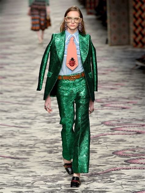 womens gucci green bricade suit|Gucci designer suits.